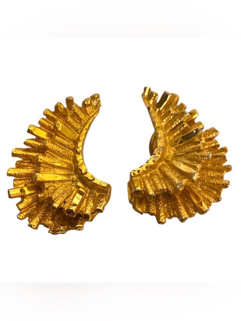 Vintage Gold‎ Tone Angel Wings Clip On Earrings Bold Statement Retro Jewelry BSK